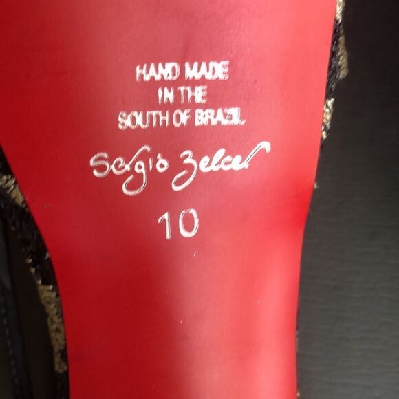 Sergio Zelcer Gorgeous Brazilian Designer Sequin Animal Print Heels - Picture 7 of 12